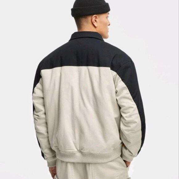 $190 MODE OF ONE Men's Twill Racer Jacket, Exclusively Dark Ecru Size XXL - Picture 2 of 4